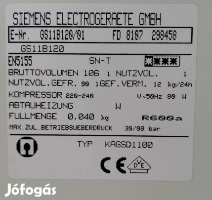 Siemens fagyasztószekrény eladó 