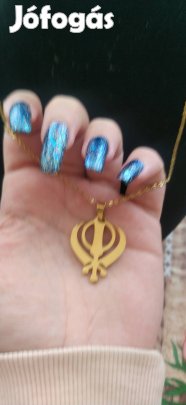 Sikh indiai vallási medálos nemesacél arany színű nyaklánc
