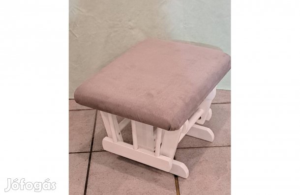 Sikló zsámoly, ottomán, fehér fakeretes glider, szürke kárpittal