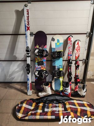 Síléc 170cm, snowboard 121,128, snowboard bakancs