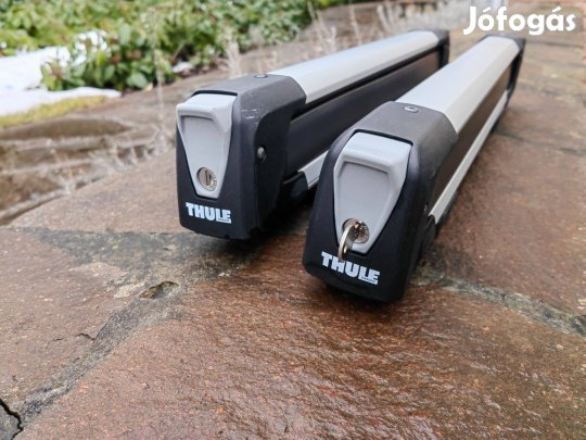 Síléctartó thule snowpack wingbar alurúdba újszerű 4pár sí 2 snowboard