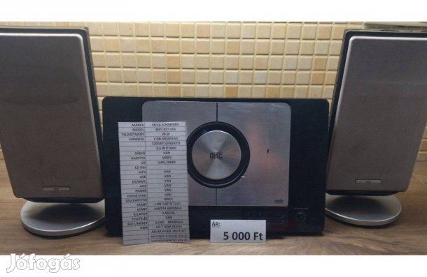 Silva Schneider SMV 077 USB mini HI-FI fekete- ezüst, 28 W, kishibás!