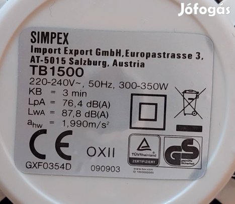 Simpex 500 wattos turmixgép