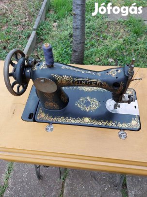 Singer kézzel festett antik varrógép asztallal