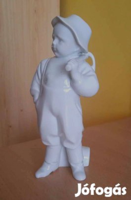 Sinkó Zsolnay korsós fiú figura, nem hibátlan, 19 cm