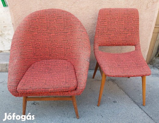 Skandináv stílusú retro kagylófotel és szék eredeti állapotban