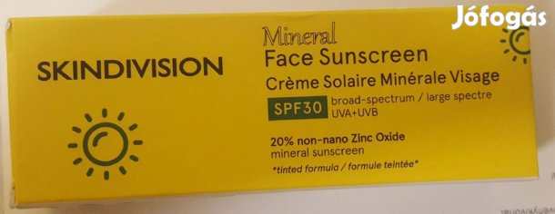 Skindivision Face Sunscreen SPF30 fényvédő krém cink oxiddal arcra 9.9