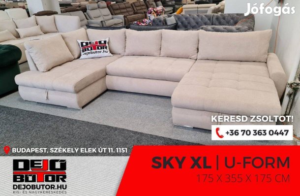 Sky XL sarok kanapé ülőgarnitúra 175x355x175 cm ágyazható ualak bézs
