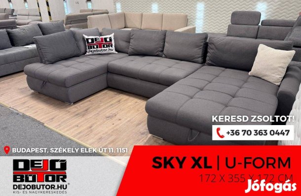 Sky fekete szivacs + rugó kanapé ülőgarnitúra 175x325x175 cm ualak