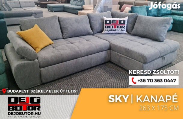 Sky kanapé ülőgarnitúra 263x175 cm sarok bútor grey ágyazható
