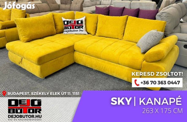 Sky kanapé ülőgarnitúra 263x175 cm sarok bútor mustár ágyazható