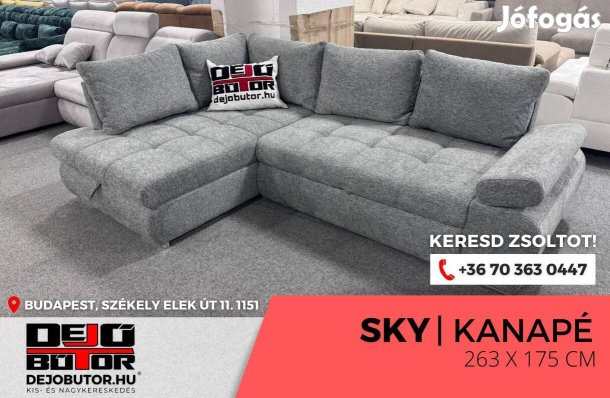 Sky párnás rugós kanapé ülőgarnitúra 263x175 cm bútor ágyazható