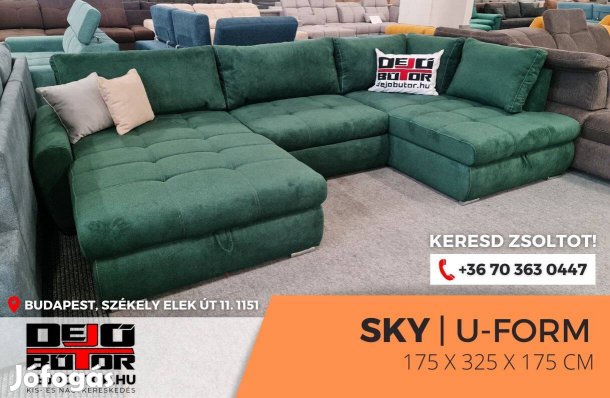 Sky sarok kanapé ülőgarnitúra 175x325x175 cm ágyazható ualak zöld