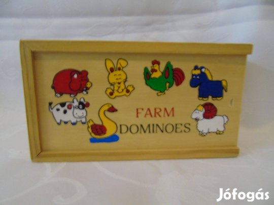 Small Foot Farm dominó kicsiknek 28 darabos fából készült