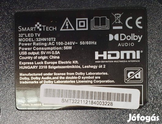 Smarttech 32HN10T2 LED LCD tv hibás törött alkatrésznek