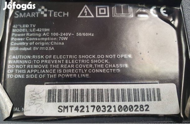 Smarttech 42" LE-4219H LED tv hibás törött alkatrésznek