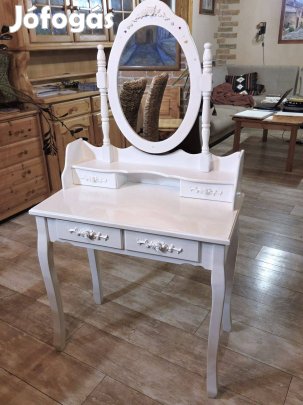 Sminkasztal, 4 fiókos fehér fából készült sminkasztal