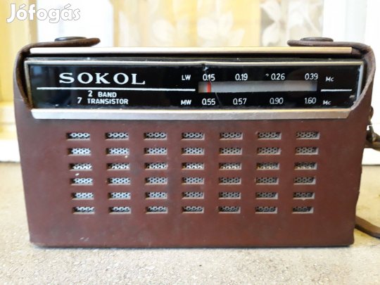 Sokol rádió barna bőrtokban