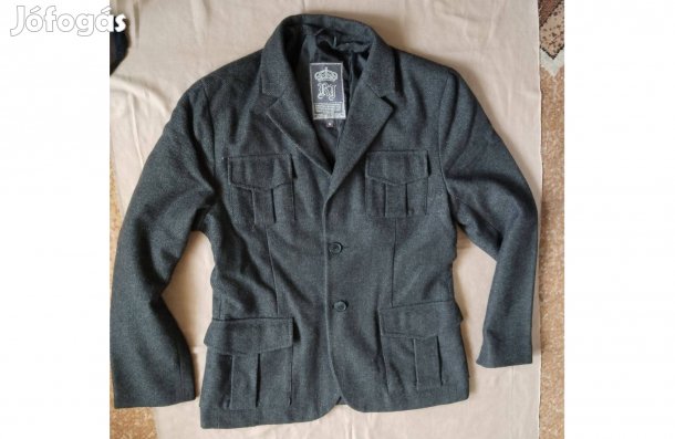 Sokzsebes karcsúsított gyapjú zakó kabát M méret