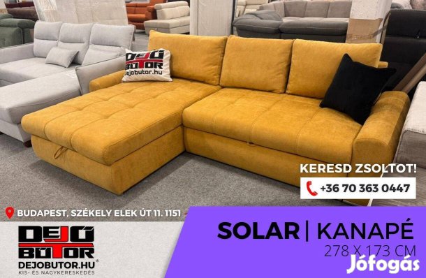 Solár kanapé ülőgarnitúra sarok 278x173 cm ágyazható mustár