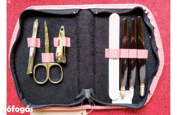 Solingen Manikűr készlet Valódi bőr tartóban eredeti német Prémium