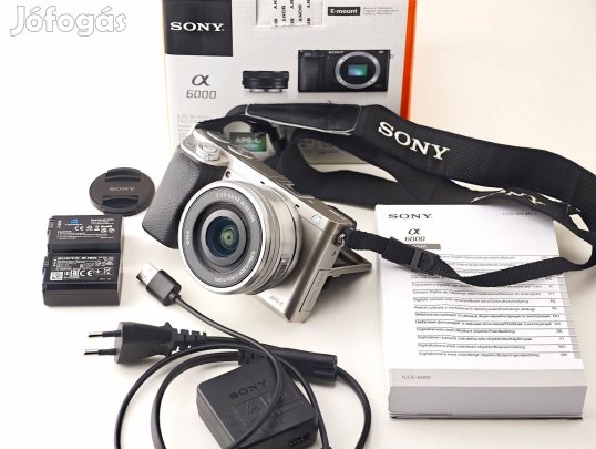 Sony A6000 ezüst 12796 expo + 16-50 objektv fényképező Alpha 6000