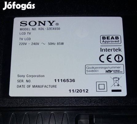 Sony Kdl-32EX650 LED LCD tv háttér világítás ,panelek elkeltek