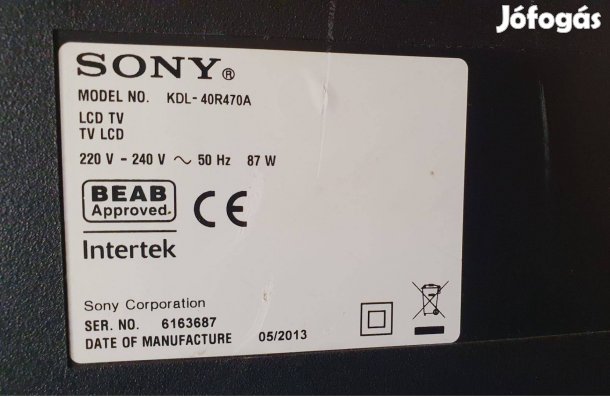 Sony Kdl-40R470A LED tv panelek alkatrésznek eladó