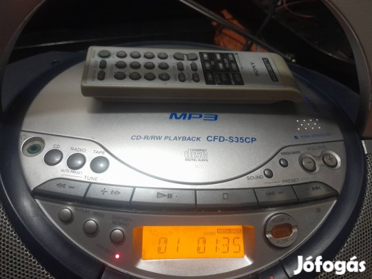 Sony MP3-as Rádiós kazettás magnó gyári távvezérlővel 