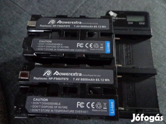 Sony NP-F970/ NP-F960 2db utángyártott akku + dual töltő ,eladó