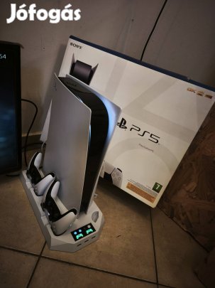 Sony Playstation 5 1TB, DVD, dupla dokkolós töltő, 2.5 év gari