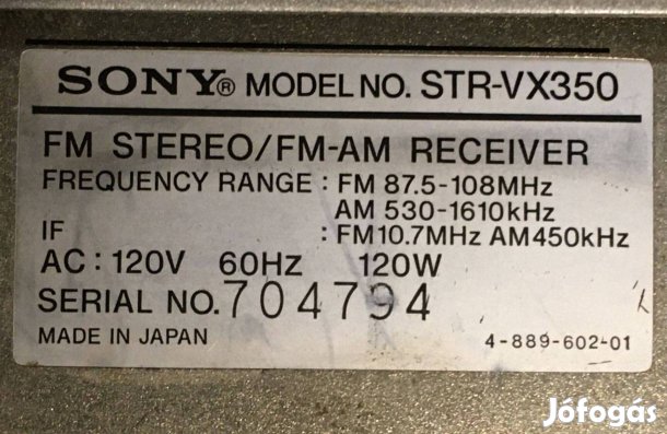 Sony STR-Vx350 receiver (AC 120V!!) alkatrésznek
