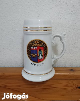 Sörös korsó Gyula városa Hollóházi porcelán