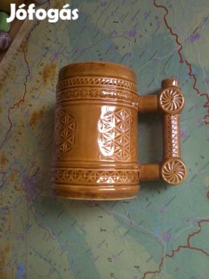 Sörös korsó Készlet Majolika Kerámia HAT 6 Darab Új Állapotban