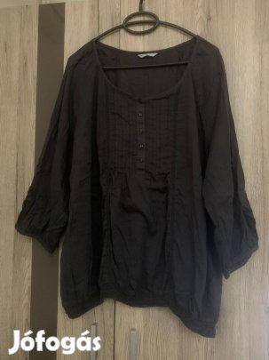 Sötét szürke M&S vékony felső, blúz, gumis aljú 100 % pamut XXL