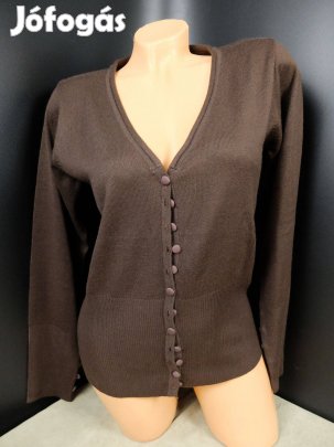 Sötétbarna hosszú ujjú női kardigán karcsúsított