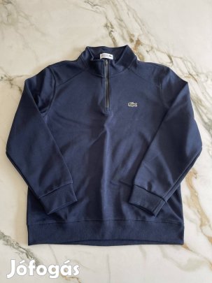 Sötétkék Lacoste egyszerű negyed cibzáros pulóver