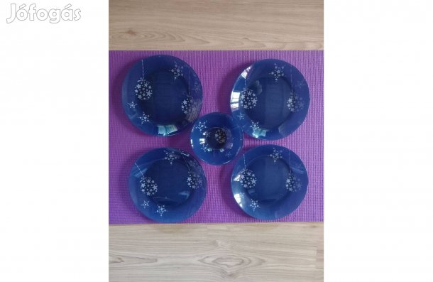 Sötétkék Luminarc tányér 25 cm - szett 4+1 - Új