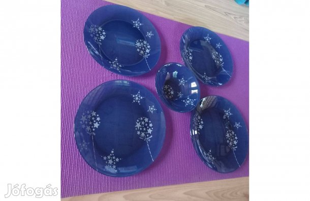 Sötétkék Luminarc tányér 25 cm - szett 5+1 - Új