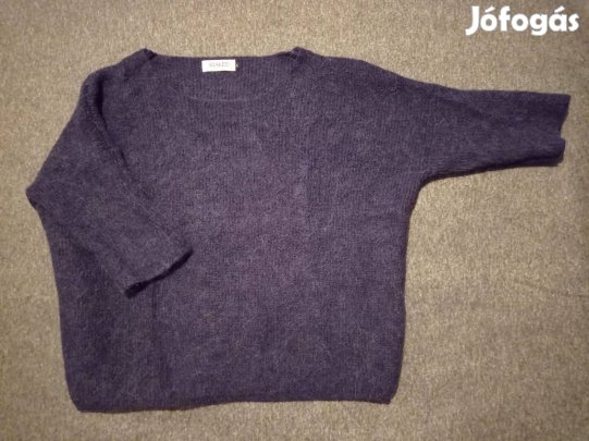 Sötétkék, 3/4-es ujjú, alpaka+gyapjú Soaked In Luxury pulóver S