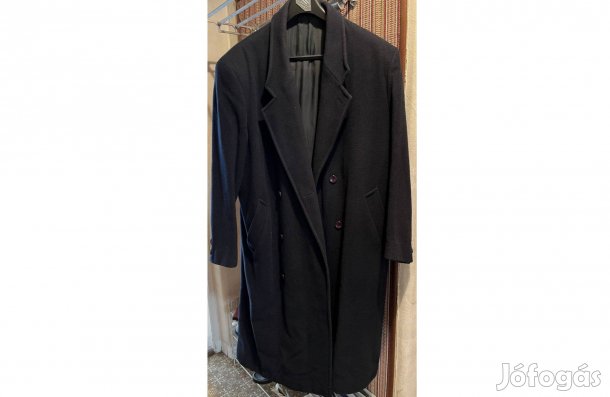 Sötétkék, alig használt, hosszú, szövet férfi kabát eladó