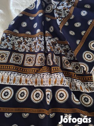 Sötétkék- barna -fehér női sál ( 41 x 155)