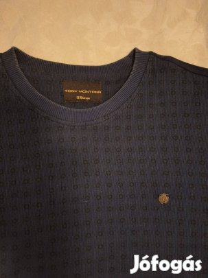 Sötétkék -fekete férfi pulóver XL