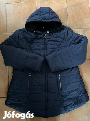 Sötétkék, kék vastag, pufi női télikabát 5XL, 50/52 Új