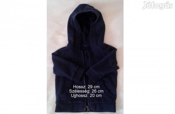 Sötétkék babakardigán, H 29 cm, Sz 26 cm, Ujj 20 cm