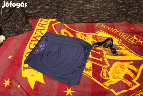 Sotetkek csillogos diszitesu masnis top, felso, polo, csotop, S/M