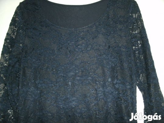 Sötétkék elől csipke béléses hosszú ujjú póló "M"