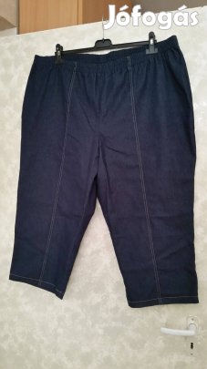 Sötétkék gumis derekú vászon térdnadrág 52-es, nagy méretű