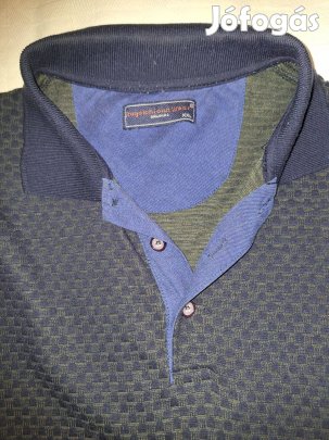 Sötétkék ingnyakú férfi pulóver L-es