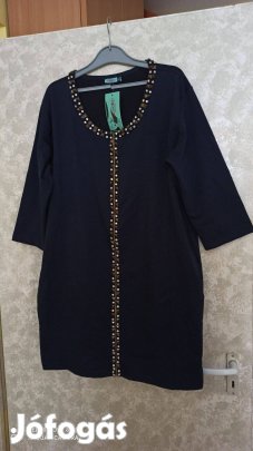 Sötétkék kövekkel díszített cipzáras tunika, kardigán XL-XXL